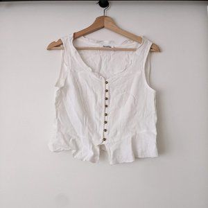 Shop Thursdays Cropped Sleeveless Button Down Blouse